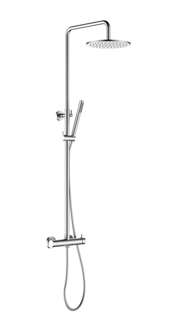 E3951ARK111 MISCELATORE DOCCIA in ACCIAIO serie TEKNO completo con COLONNA DOCCIA, SOFFIONE e DOCCINO Art. ARK111 rubinetteria Arkit...