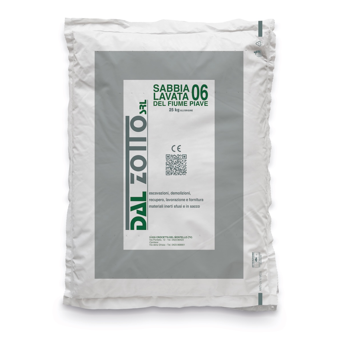 E3993S06 Dal Zotto Sabbia LAVATA DIM.0-6 MM sacco da 25 kg 1 BANCALE=60 SACCHI sacco personalizzato MECSTORE Dal Zotto