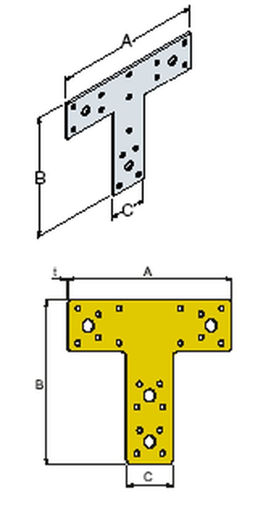 F3018100159 PVS Piastra per travi a T, 152x127x38, cf=10pz Art. 66T Friulsider
