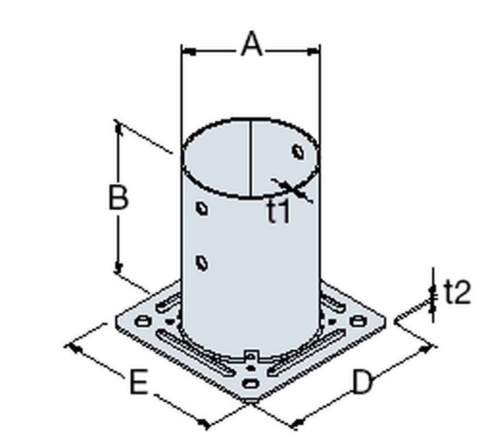 F3018100179 PVS Portapilastro per travi tonde, 81x150, cf=8pz Art. PPJRB80 Friulsider