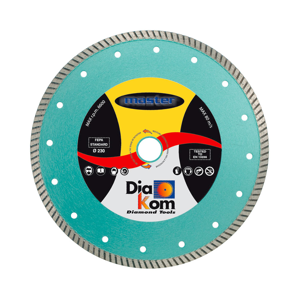 F30360035 Art.23222B Disco DIAMANTATO DIATURBO + GILET MASTER 230x22.2 per CEMENTO  ARMATO/GRANITO/REFRATTARI  x SMERIGLIAT. Diako...