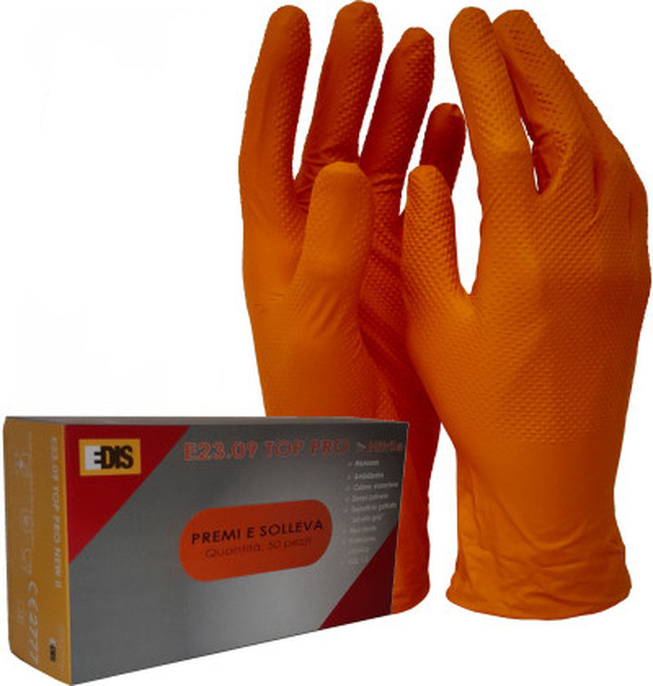 F3046100009 PVS GUANTI E23.09 TG.XL NITR. TOP- CF PRO ARANCIO DIAM.GRIP CF.50 PZ Art. 0010759 Cenigomma
