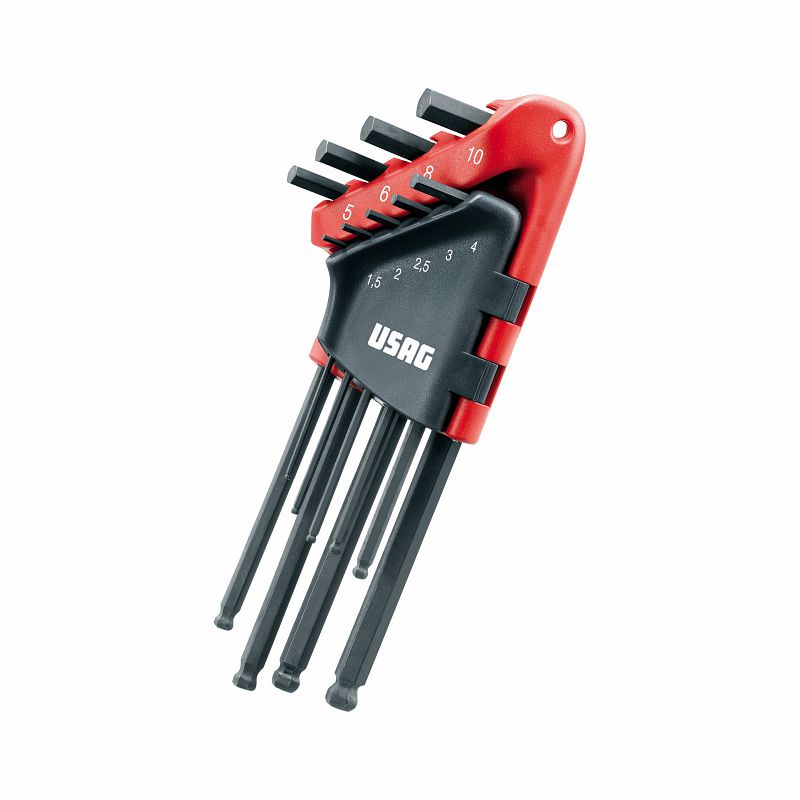 F3054100011 PVS Serie di 9 chiavi maschio esagonale lunghe testa sferica, misura: 280 LTS/S9 - 350 - Art. U02800084 Usag