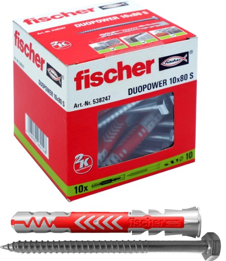 F3633538247 TASSELLO con VITE TE bi-materiale DUOPOWER 10 x 80mm + vite testa esagonale Art. 538247 Fischer