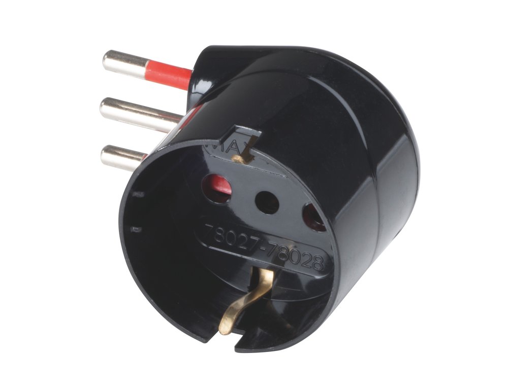 F3764100006 PVS ADATTATORE SCHUKO 90  SALVASPAZIO 10A 2P+T NERO Art. RS78028 Rosi