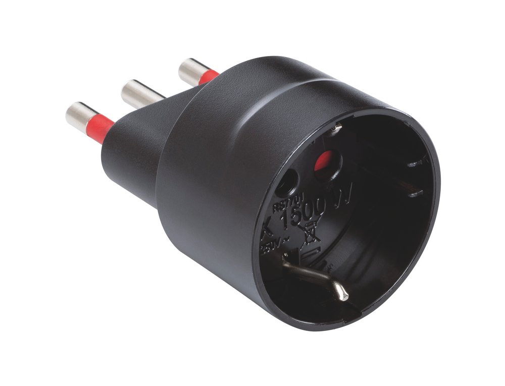F3764100018 PVS ADATTATORE SCHUKO EMILIA SPECIALIST - PRESA 10/16A SPINA 16A 250V P30 - S17 NERO Art. RS7701N Rosi