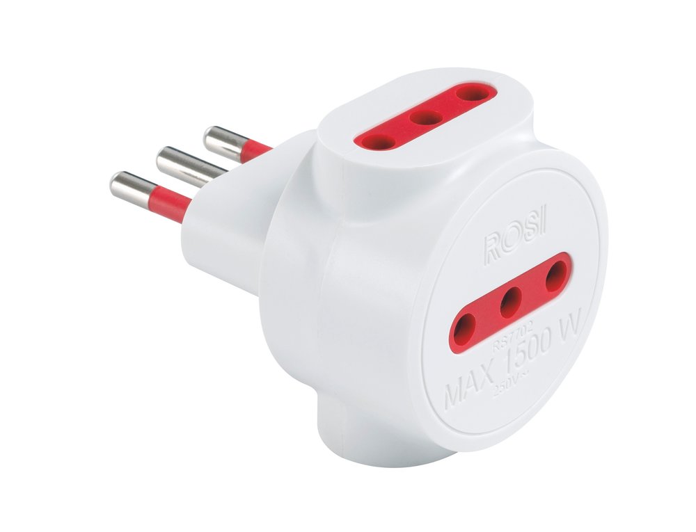 F3764100021 PVS ADATTATORE TRIPLO EMILIA SPECIALIST - 3 PRESE 10A SPINA 10A 250V P11 - S11 BIANCO Art. RS7702B Rosi