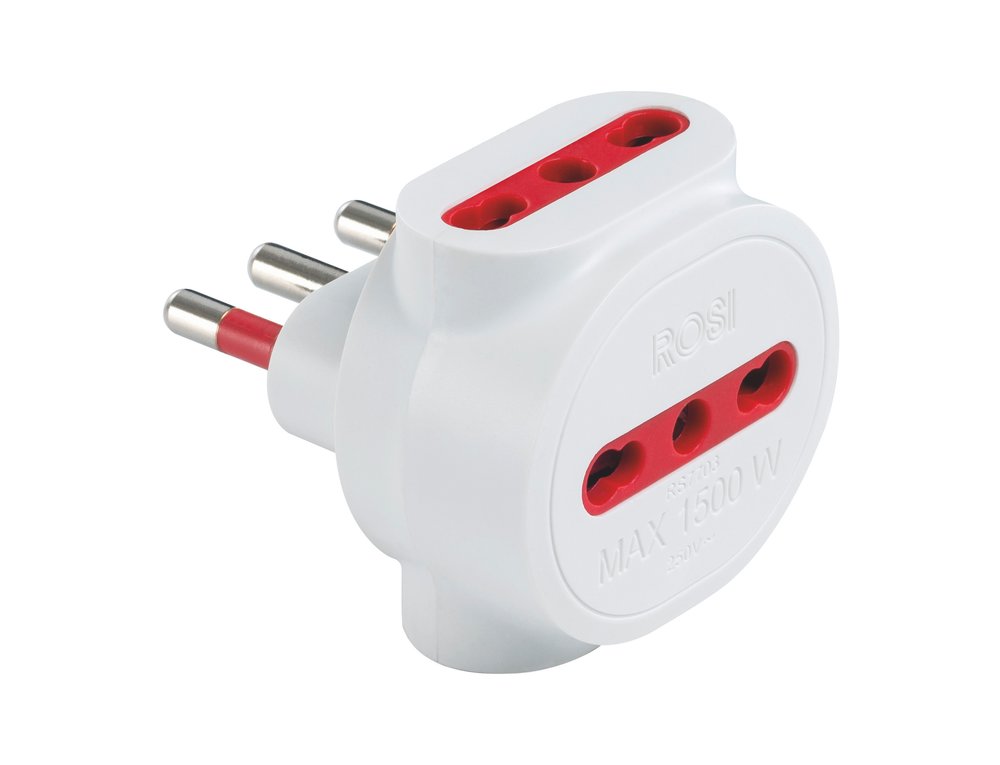 F3764100023 PVS ADATTATORE TRIPLO EMILIA SPECIALIST - 3 PRESE 10/16A SPINA 16A 250V P17/11 - S17 BIANCO Art. RS7703B Rosi