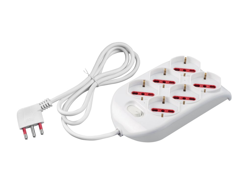 F3764100055 PVS MULTIPRESA EMILIA 6 POSTI BIANCA Art. RS94124 Rosi