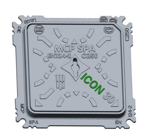 F380510003 MCP Art. LEO30C/IC C250 CHIUSINO GHISA LEONARDO ICON Dim. est. telaio 300X300mm MCP