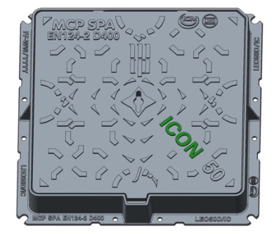 F380510008 MCP Art. LEO50D/IC D400 CHIUSINO GHISA LEONARDO ICON Dim. Est. telaio 500X500mm MCP