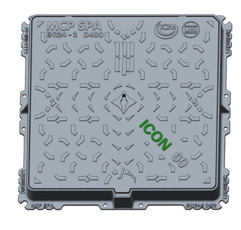 F380510011 MCP Art. LEO60D/IC D400 CHIUSINO GHISA LEONARDO ICON Dim. Est. telaio 600X600mm MCP