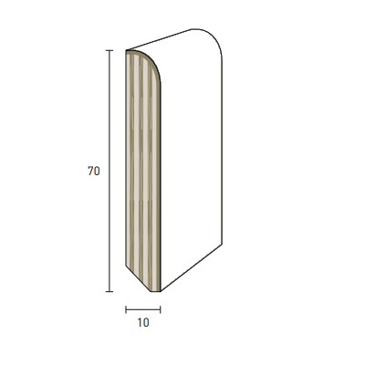 F3812710008 BATTISCOPA 70X10 laccato BIANCO traffico RAL9016 ASTA DA 2.40 ML tanganica impiallacciato San Giuseppe