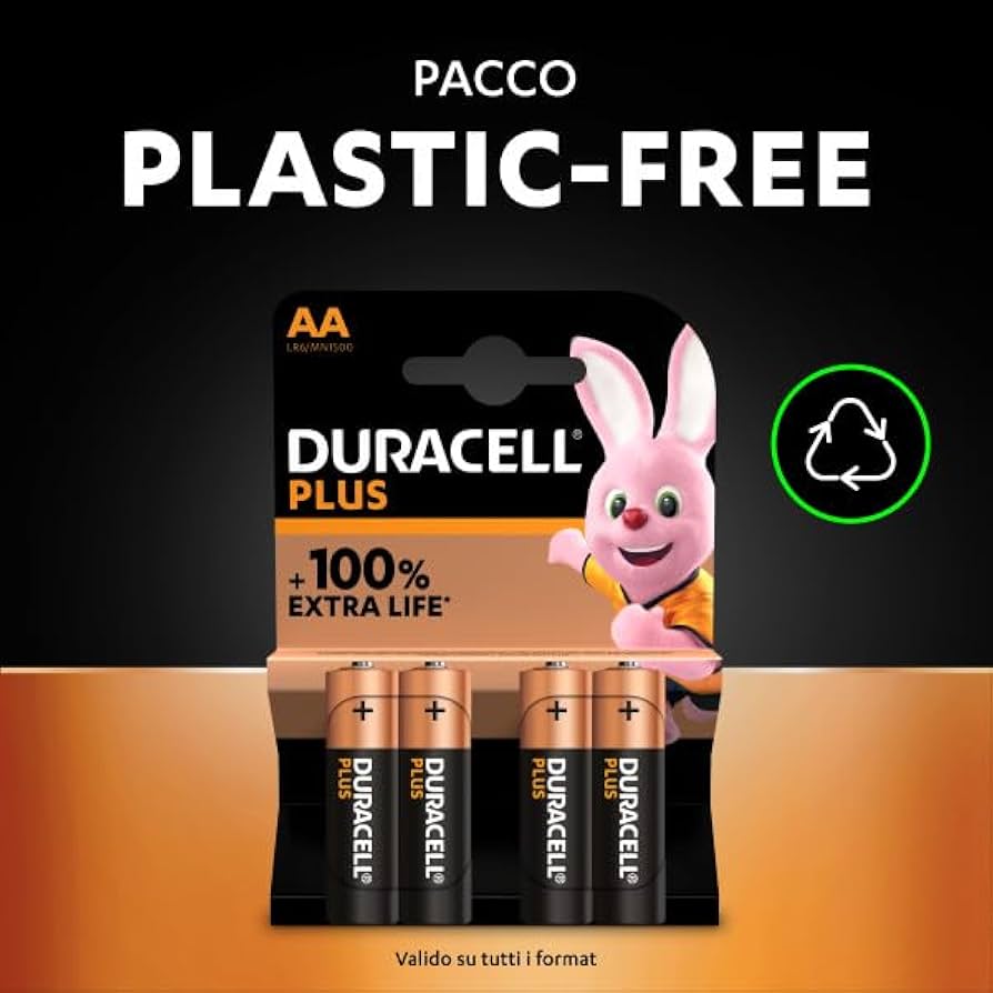 F39740001 PVS DURACELL PLUS 100 STILO AA MN1500 - BL 4 PZ Art. DU0101 Cfg