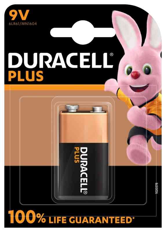 F39740005 PVS DURACELL PLUS 100 TRANSISTOR 9V MN1604 - BL 1 PZ Art. DU0503 Cfg