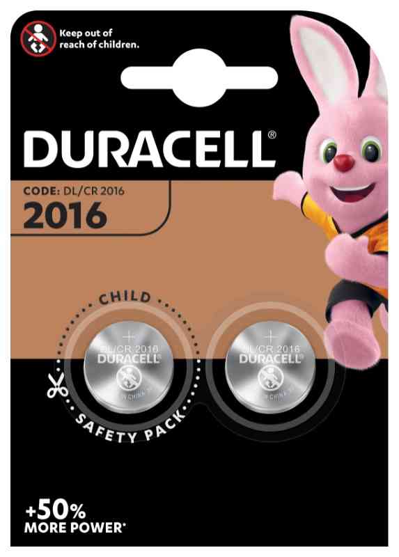 F39740015 PVS DURACELL ELECTRONICS CR2016 - BLISTER 2 PEZZI Art. DU20B2 Cfg