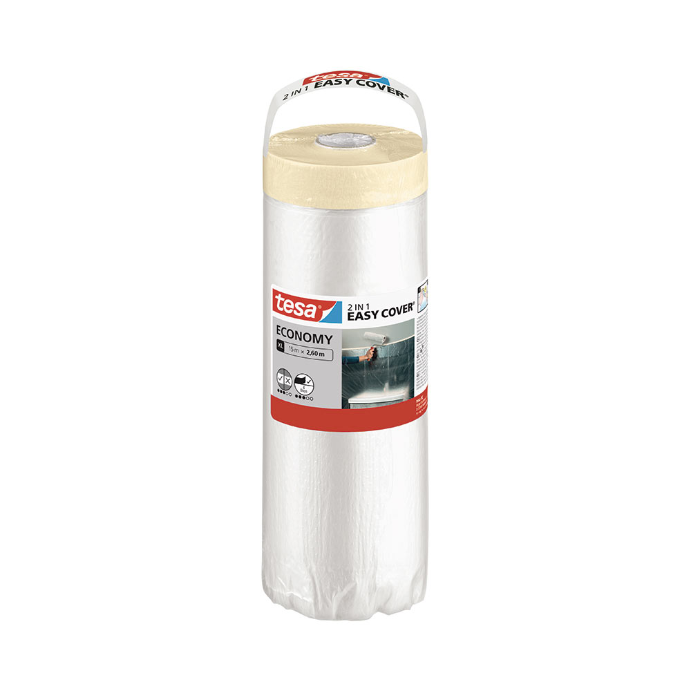 F3013T58871 NASTRO carta adesiva+NYLON POLIETILENE MASCHERATURA h.260 cmx17 mt per pittura Easy Cover art.04368-00000 Tesa