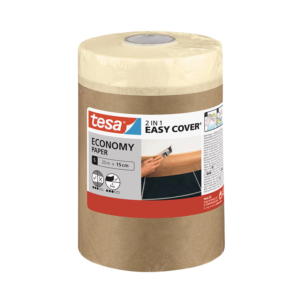 F3013T58880 NASTRO carta adesiva+CARTA multiuso MASCHERATURA h.15 cmx20mt per pittura Easy Cover art.58880-00000-00 Tesa