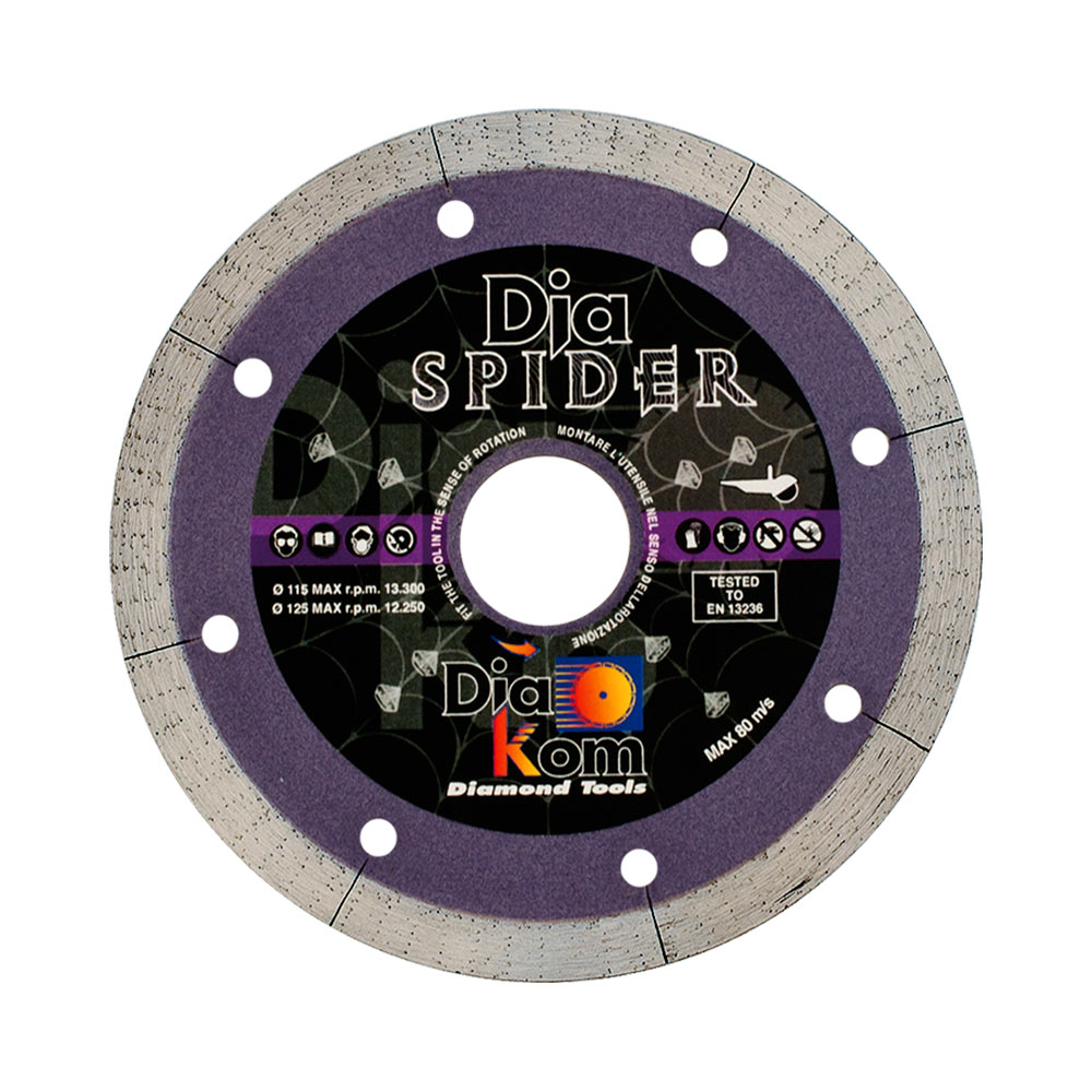 F30360500 Art.SPDC115 DISCO DIACER SPIDER  Ø115x22.2 DIAMANTATO/DISCO per graniti gres pocellanato per smerigliatrice Diakom