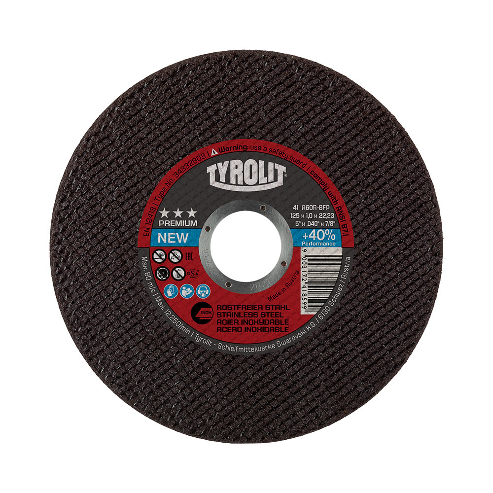 F3036TP284 Disco ABRASIVO EXTRASOTTILE TAGLIO INOX/ACCIAIO 115x1.6 PREMIUM per smerigliatrice art.34332804 Tyrolit