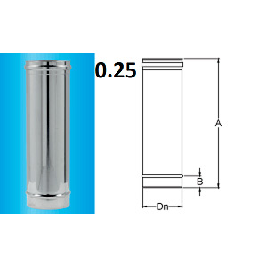 F309944020100 TUBO INOX Ø 100 lineare mt.0.25 camino monoparete art.4402 Fibrotubi
