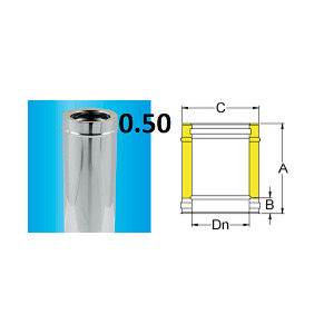 F309944550130 mt.0,50 DOPPIAPARETE TUBO INOX Ø 130 lineare camino art.4455 Fibrotubi
