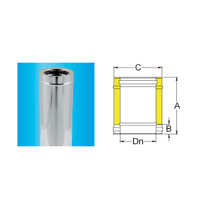 F309944600100 DOPPIAPARETE TUBO INOX Ø 100 lineare mt.1,00 camino art.4460 Fibrotubi
