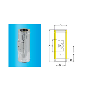 F309945810130 DOPPIAPARETE INOX RACCORDO ISPEZIONE CON SPORTELLO Ø 130 camino art.4581 Fibrotubi
