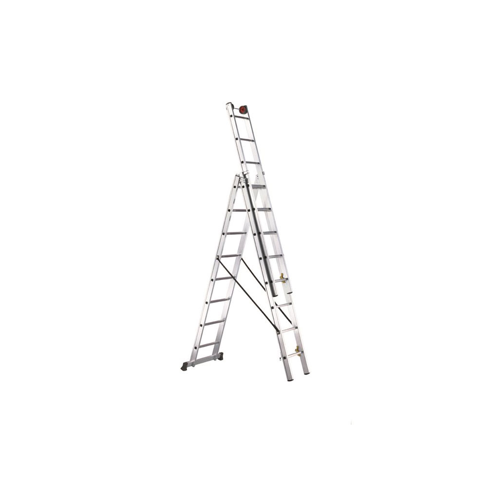 F3106SCE30010 Scala alluminio tripla EURO E3 R 3x2.40 mt da 8 gradini (5.75 mt) art.SCE3r0010 Svelt