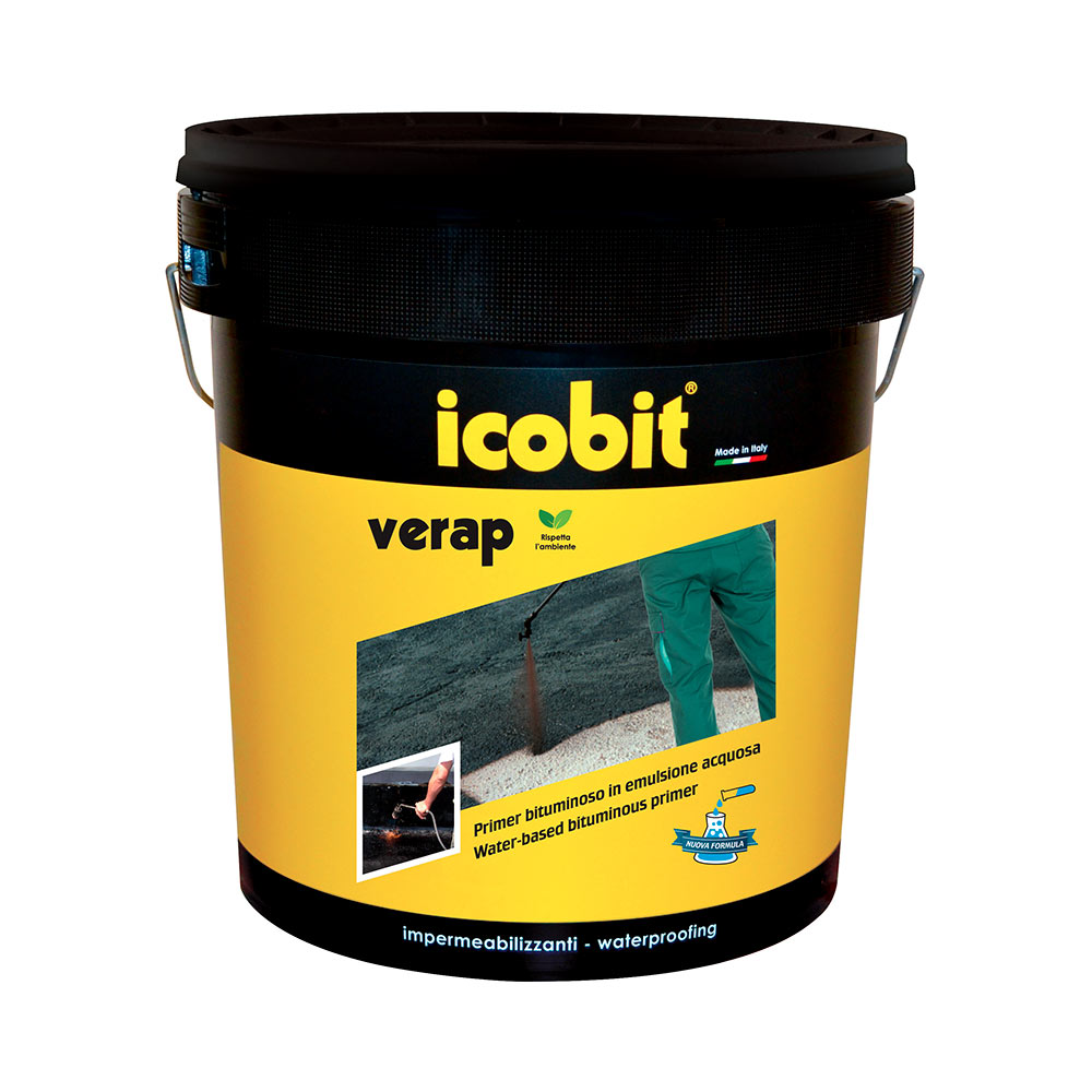 F36000050 VERAP PRIMER da 4 KG Base ACQUA per membrana bituminosa Art. G1B100404 Icobit