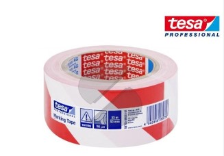 F3013T60760-88 NASTRO ADESIVO SEGNALETICO PVC 50mm x 33MT colore BIANCO/ROSSO Art. 60760-00088-16 Tesa