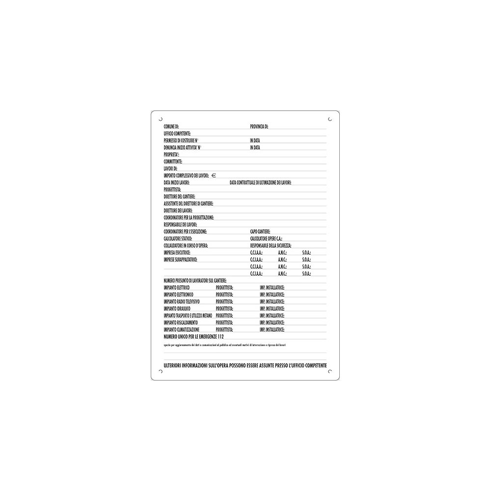 F305216605050 Cartello CONCESSIONI EDILI 600x400mm Pubblicentro/D B Verona Art. 16605050POB0600X0400