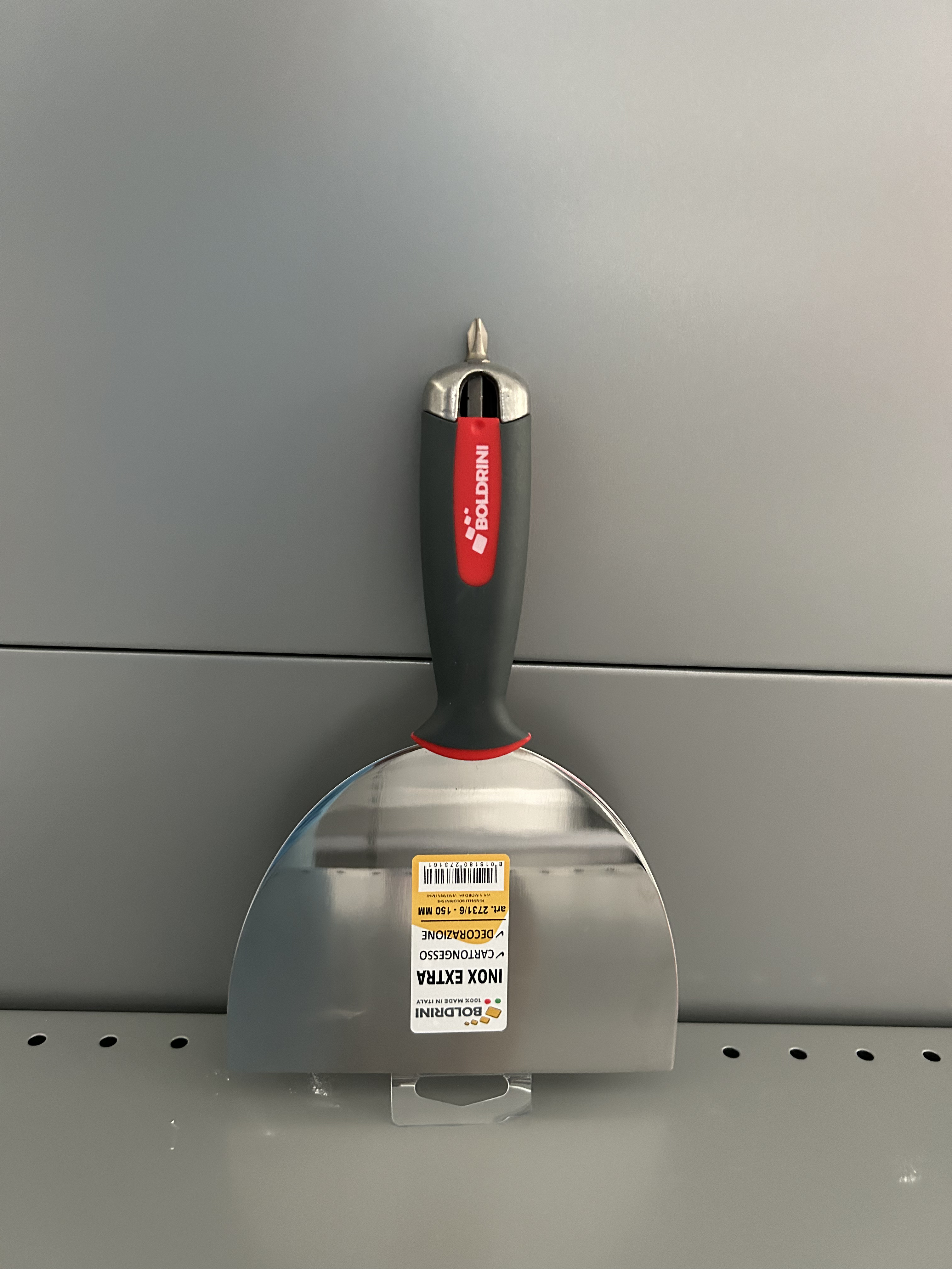 F3602100038 SPATOLA INOX con inserto cacciavite, 15 cm per applicazione stucco Art 27316/27319 Boldrini