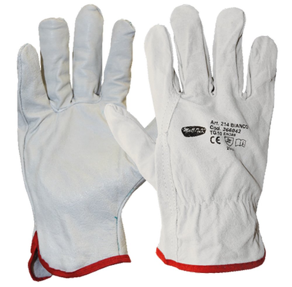 F3807010023 PVS GUANTI TUTTO PELLE FIORE BIANCHI TG. 9 Art. 0899 400 74 01 Unifix
