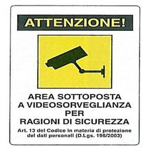 F39770105 PVS CARTELLI PLAS.AREA VIDEOSORVEG.CM20X30 Art. 171095 Andrighetti